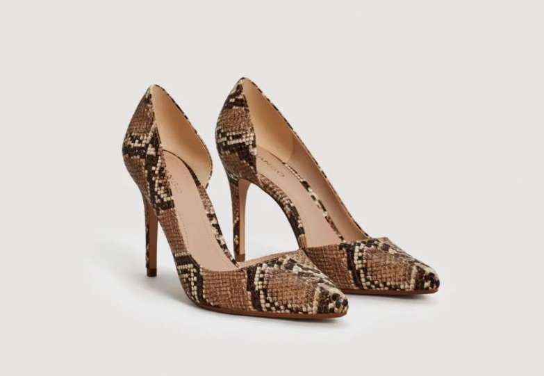 Scarpe con tacco effetto serpente Mango