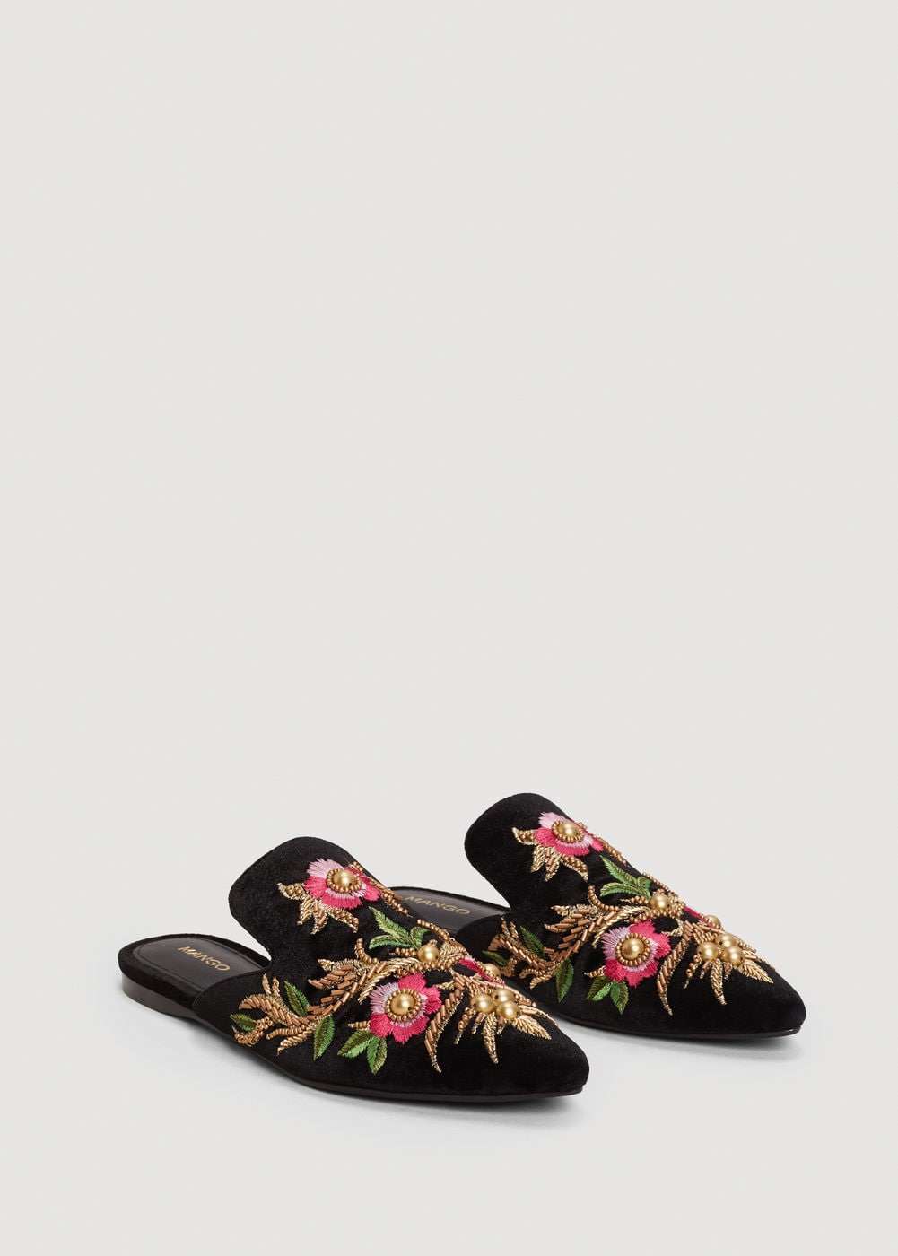 Slippers con ricamo floreale