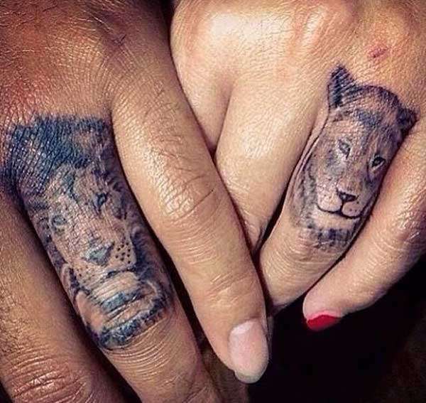 Tatuaggio di coppia leone e leonessa