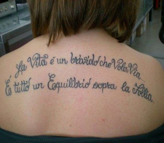 Tatuaggio frase Vasco La vita è un brivido che vola via