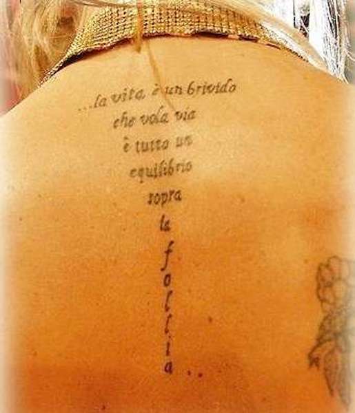 Tatuaggio La vita è un brivido sulla schiena