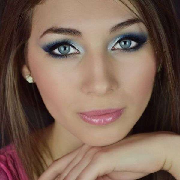 Trucco occhi blu e argento da Cenerentola
