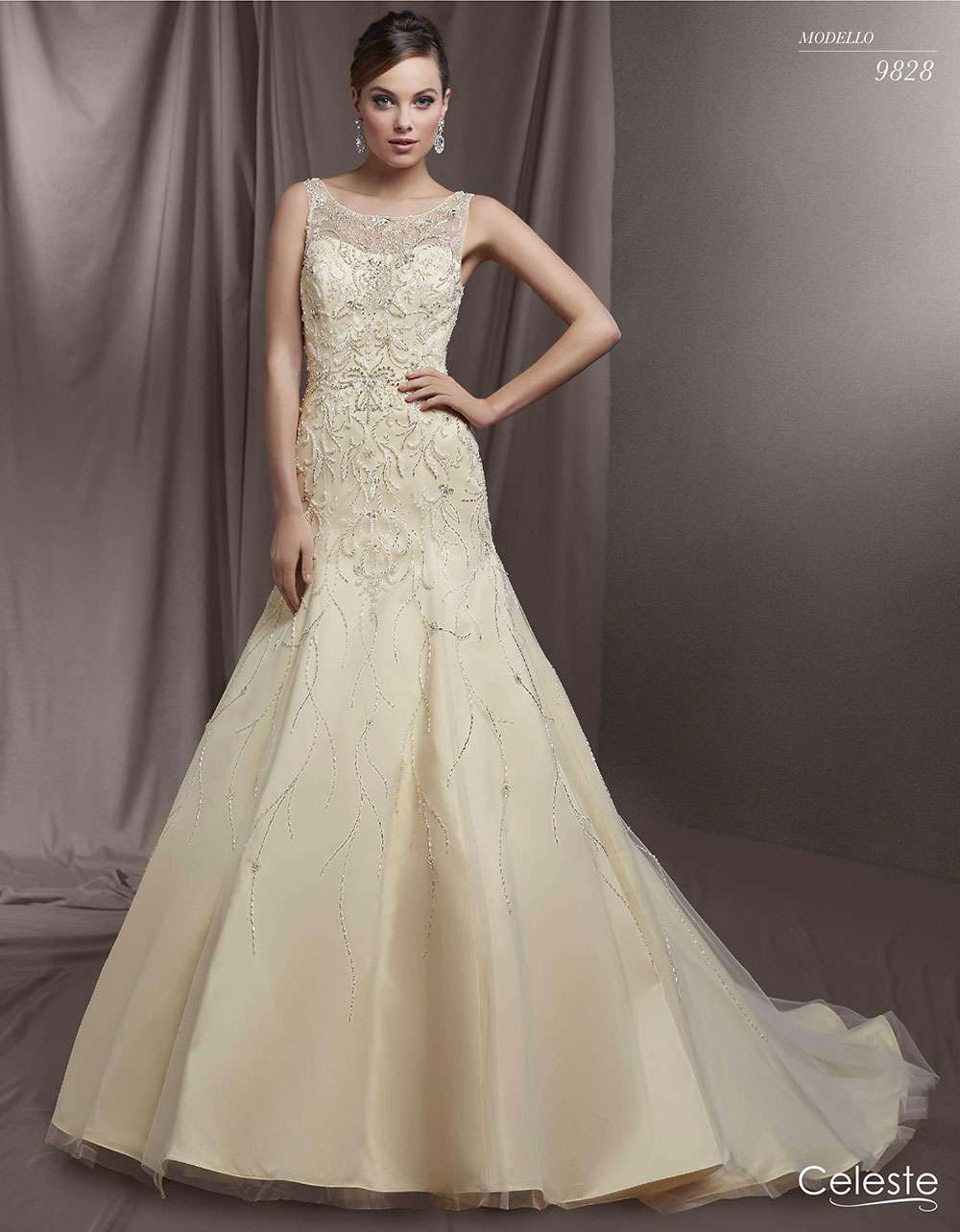 Abito da sposa champagne ampio