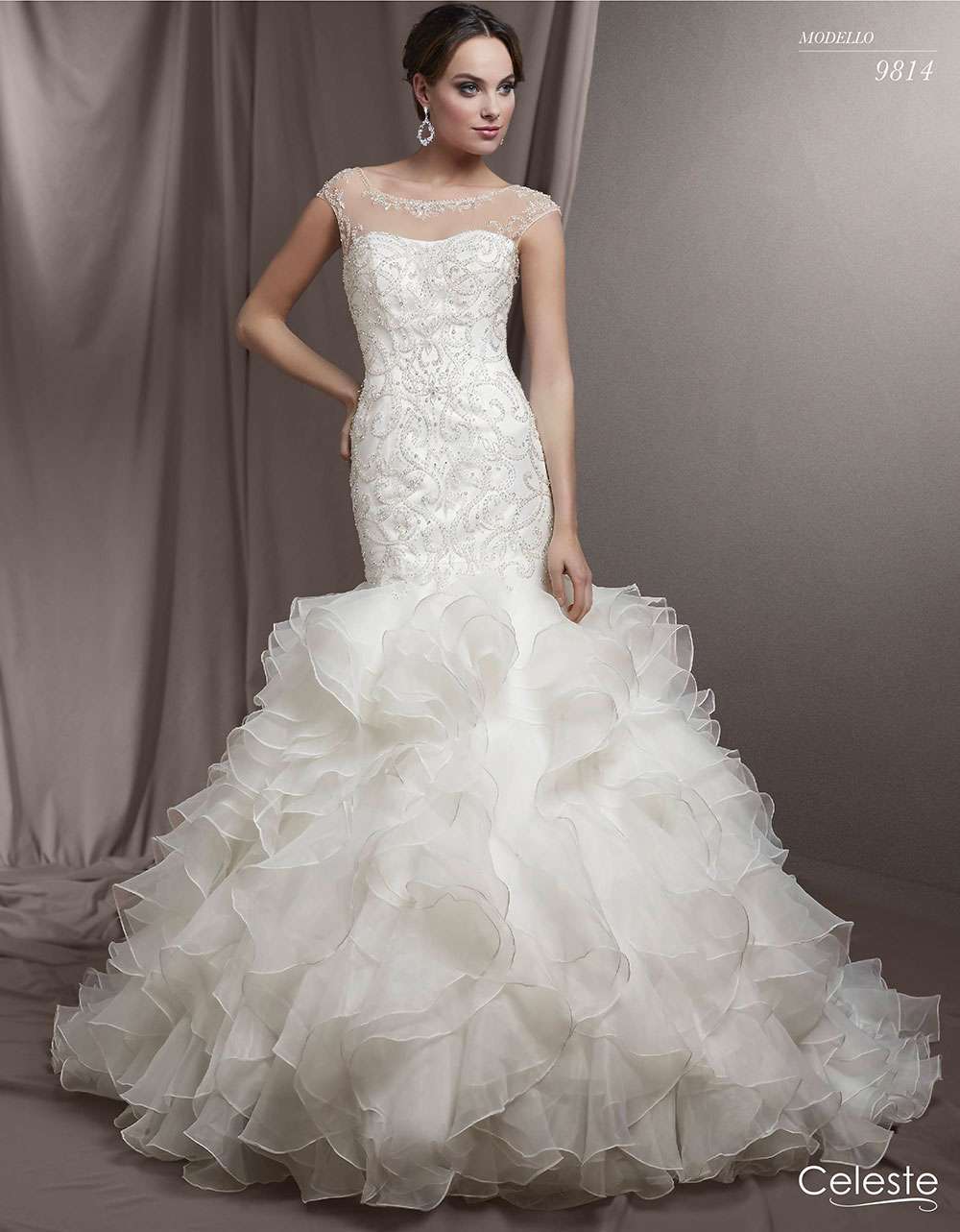 Abito da sposa con balze Celeste