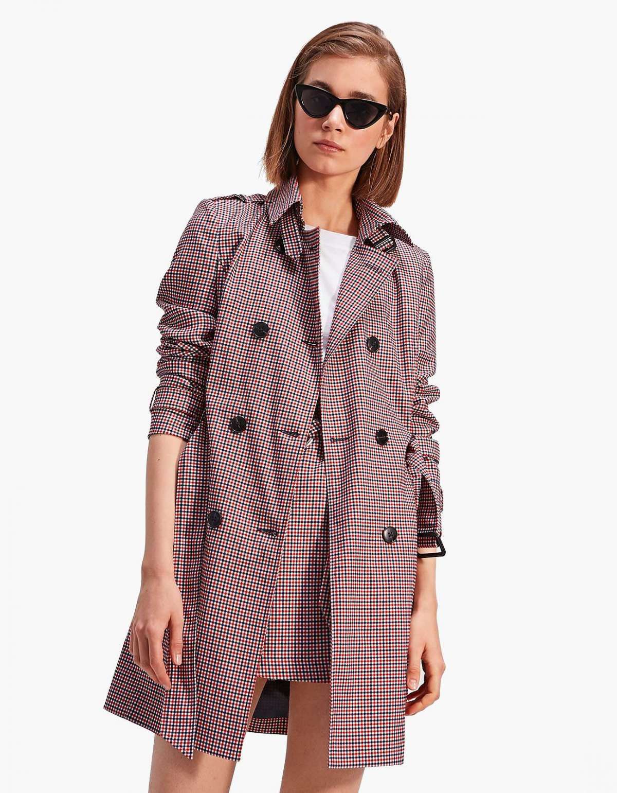 Trench a quadretti Stradivarius a 45,99 euro