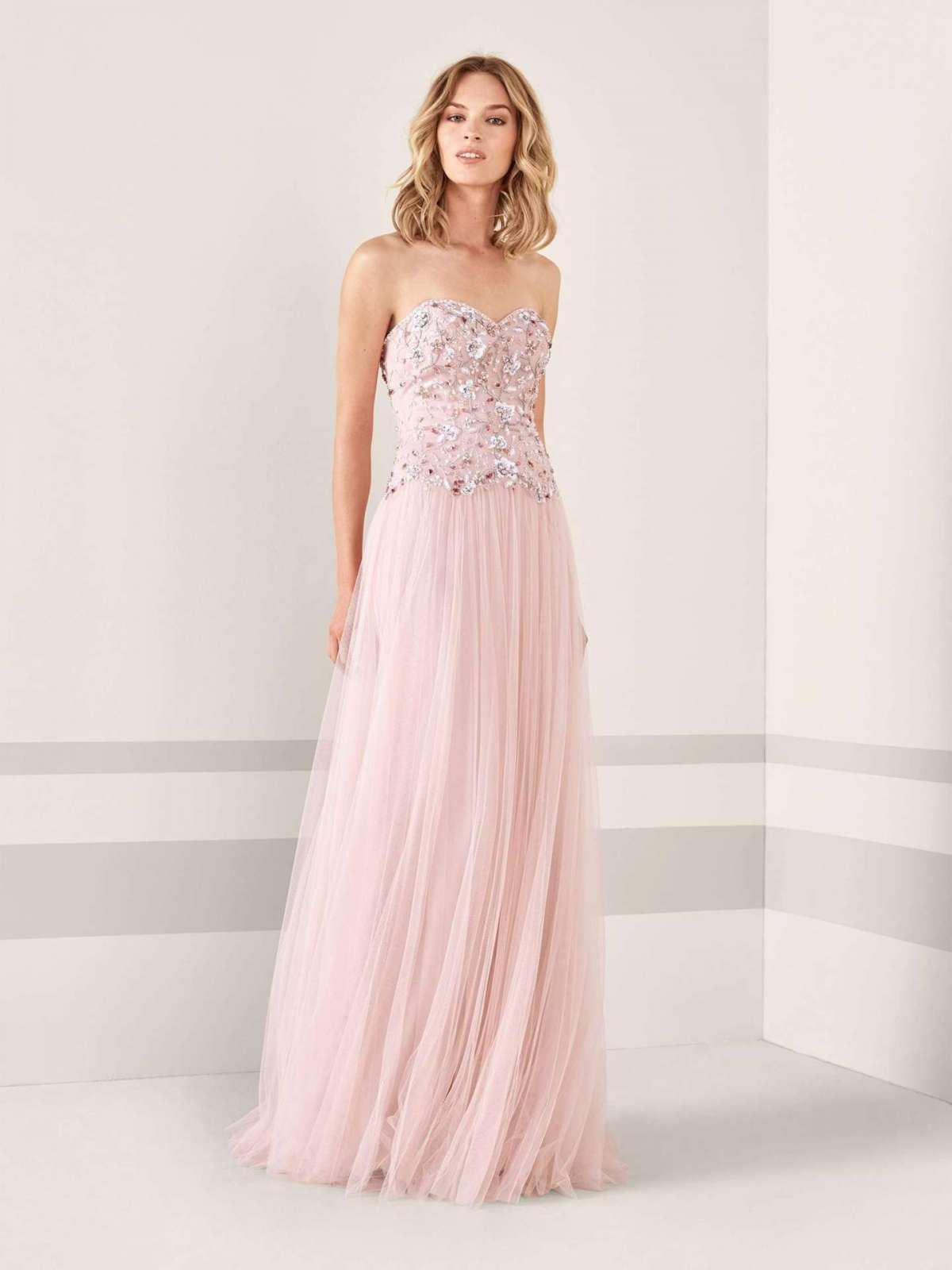 Vestito da sera rosa in chiffon Pronovias