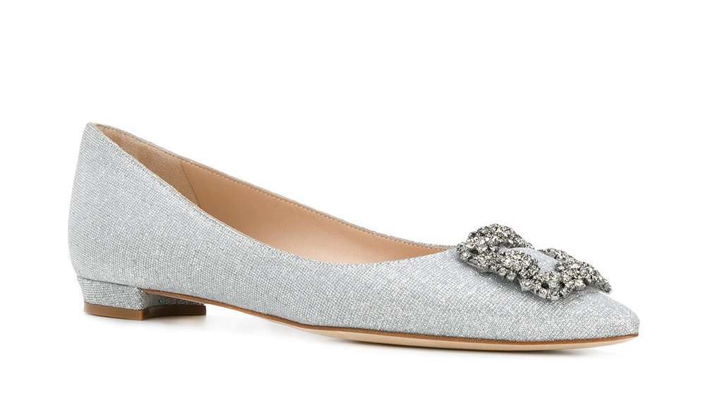 Ballerine argento eleganti Manolo Blahnik