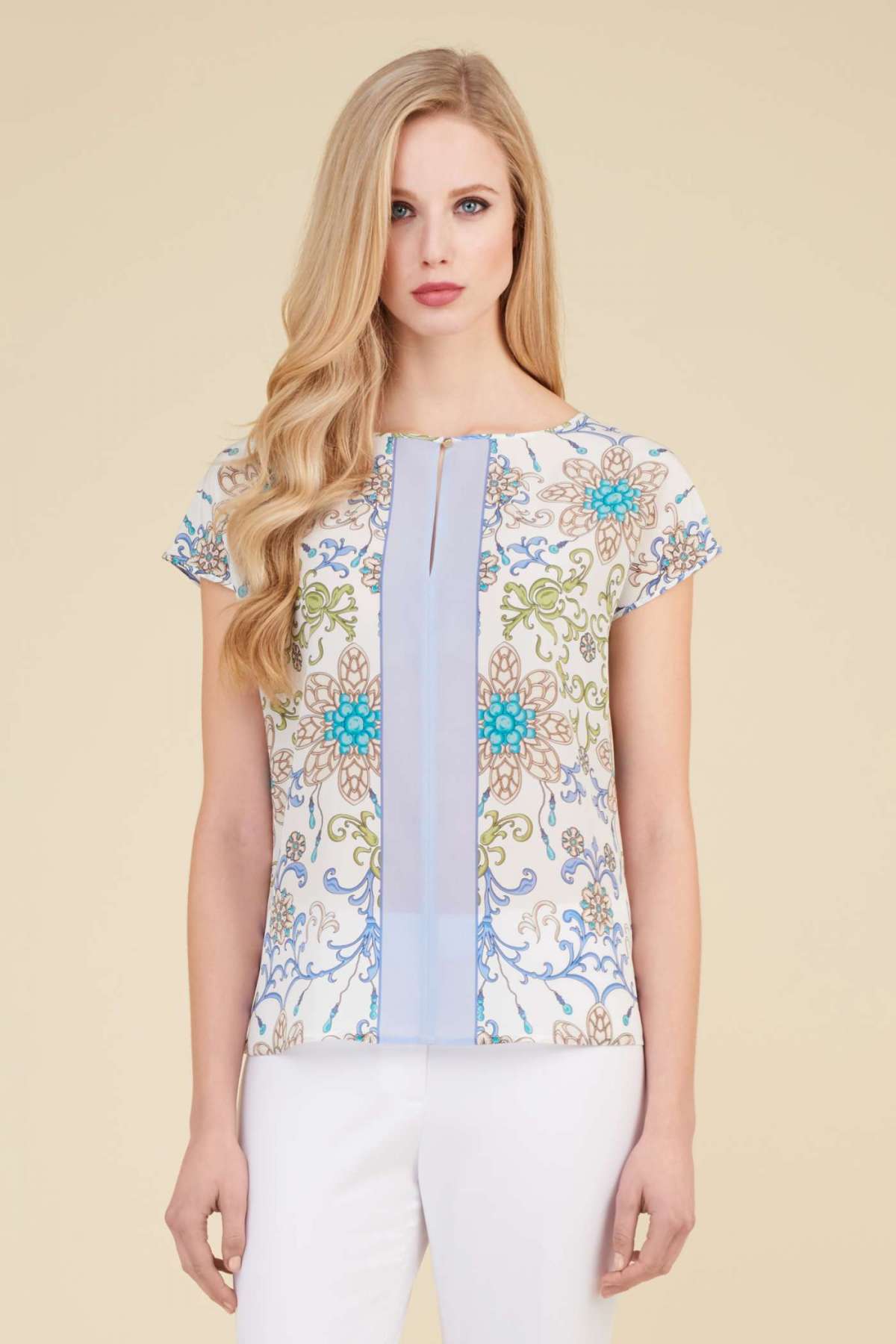 Camicia a fiori elegante in seta Luisa Spagnoli