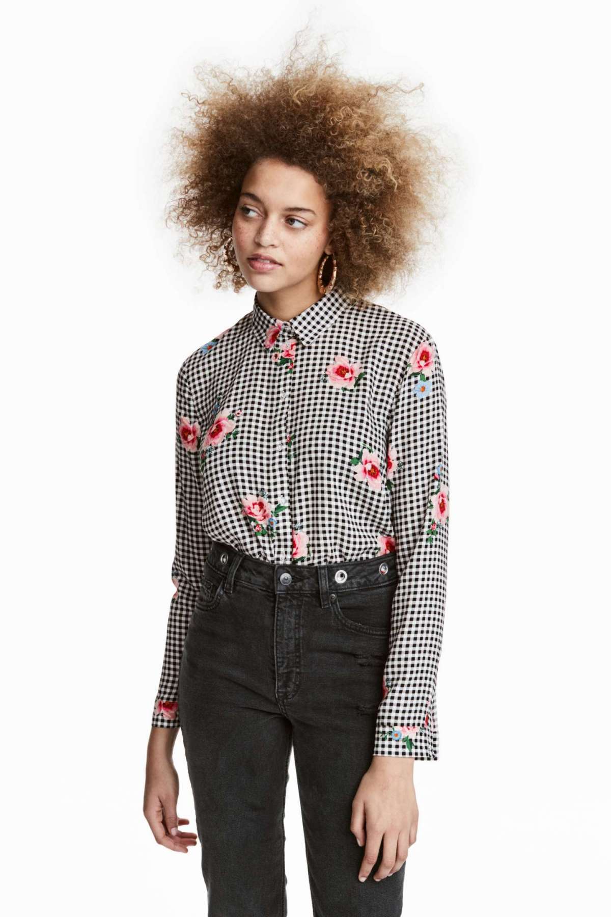 Camicia vichy a fiori H&M