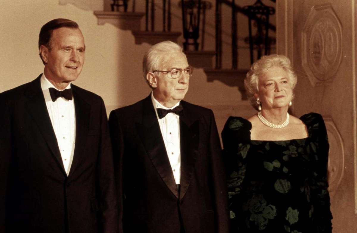 Cossiga incontra George H. W e Barbara Bush