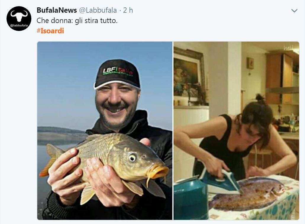 Matteo Salvini pesca, Elisa Isoardi stira