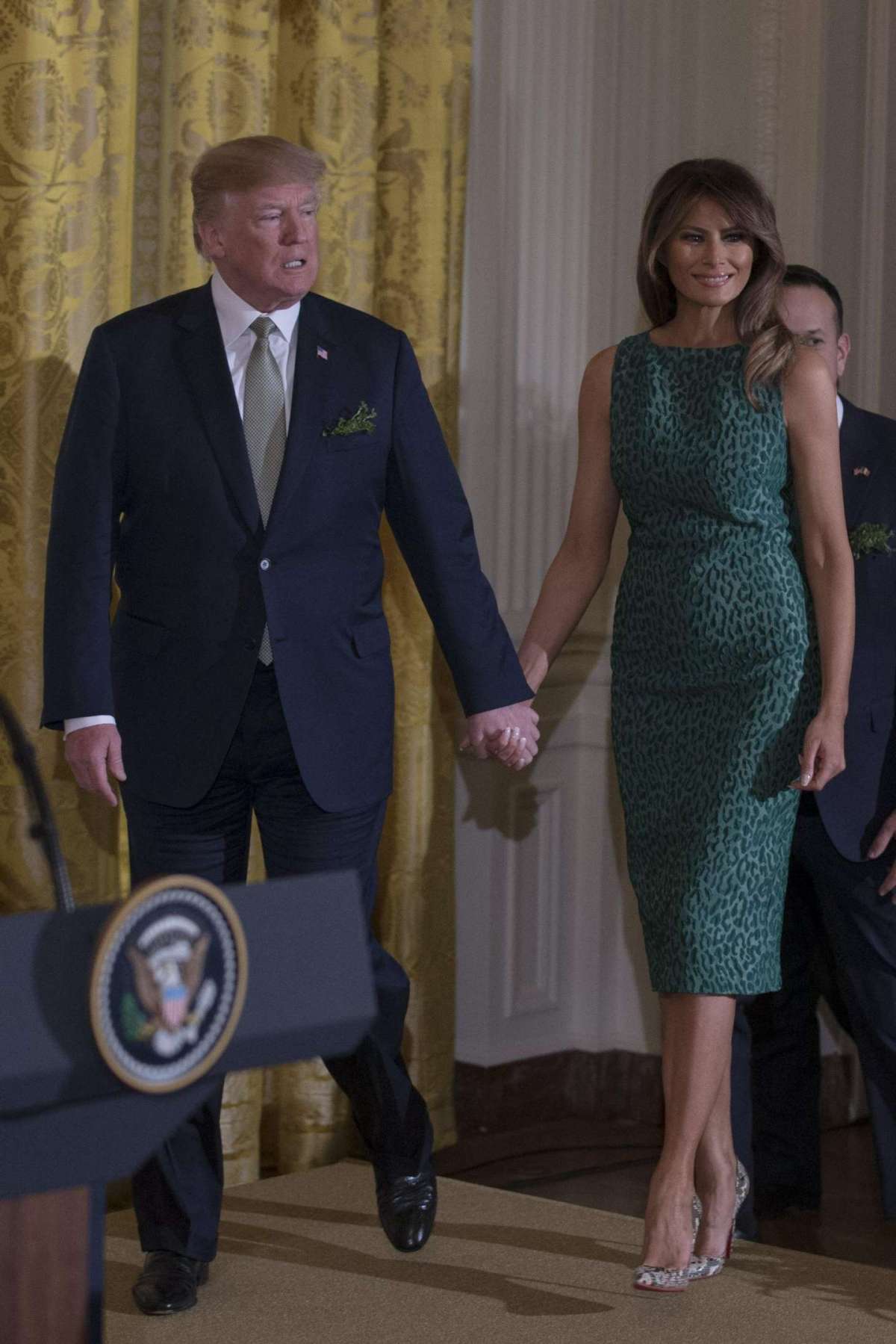 Melania Trump tubino verde