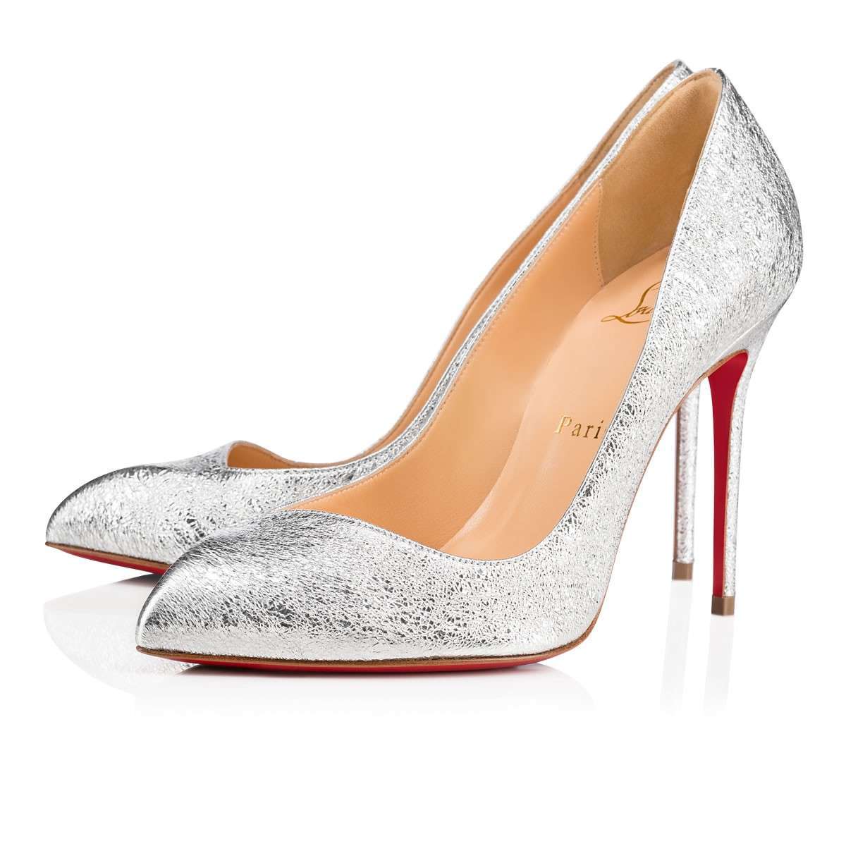 Scarpe argento a punta Christian Louboutin