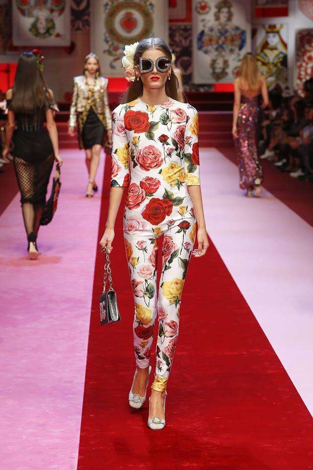 Tuta jumpsuit aderente a fiori Dolce & Gabbana