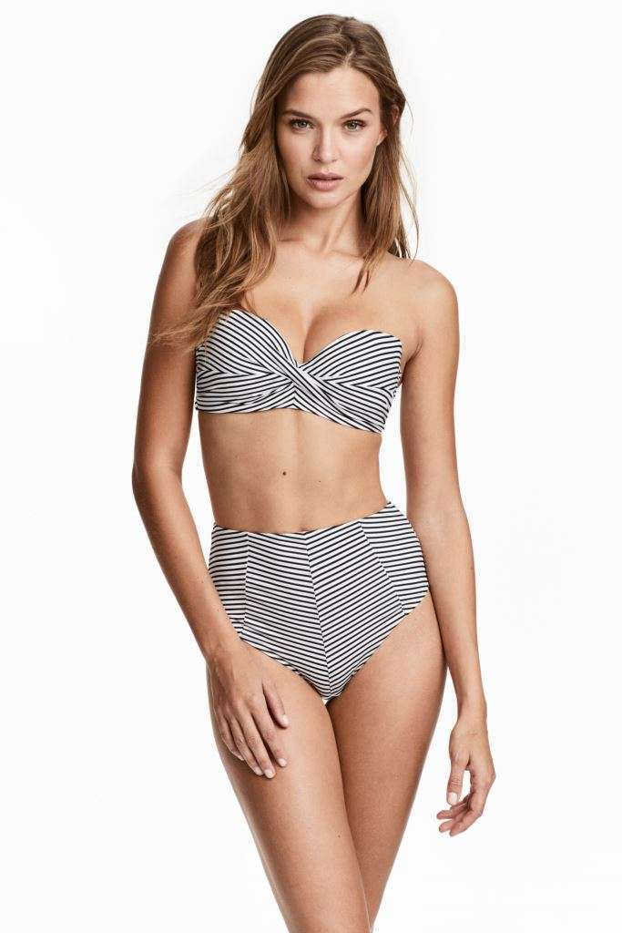 Bikini a vita alta a righe H&M