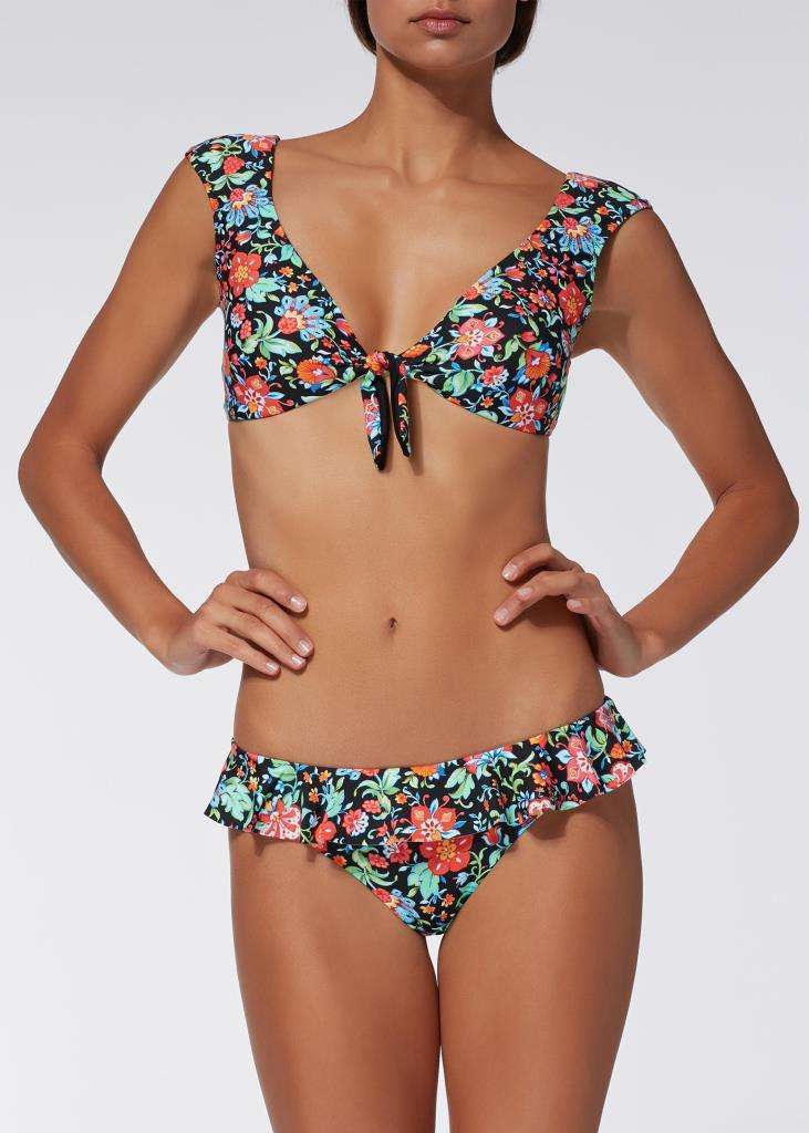 Bikini con slip brasiliano con volants Calzedonia