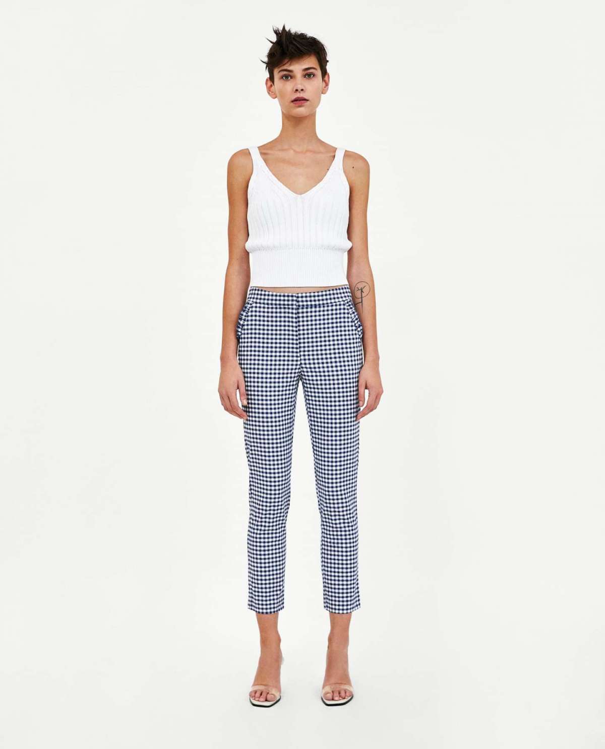 Pantaloni vichy alla caviglia Zara