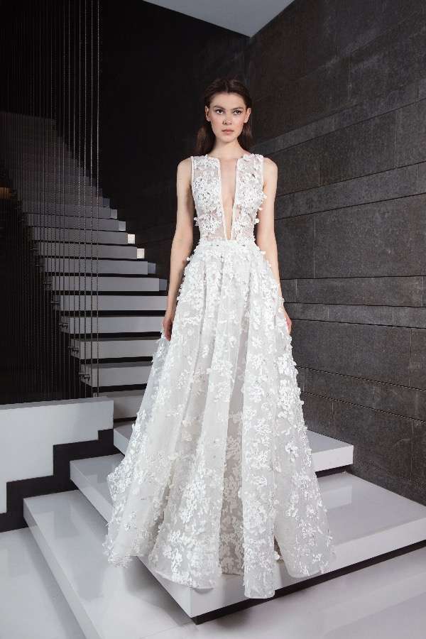 Abito da sposa con applicazioni floreali Tony Ward