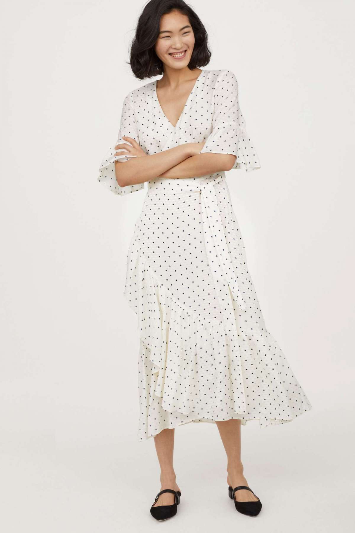 Abito lungo a pois con volants H&M