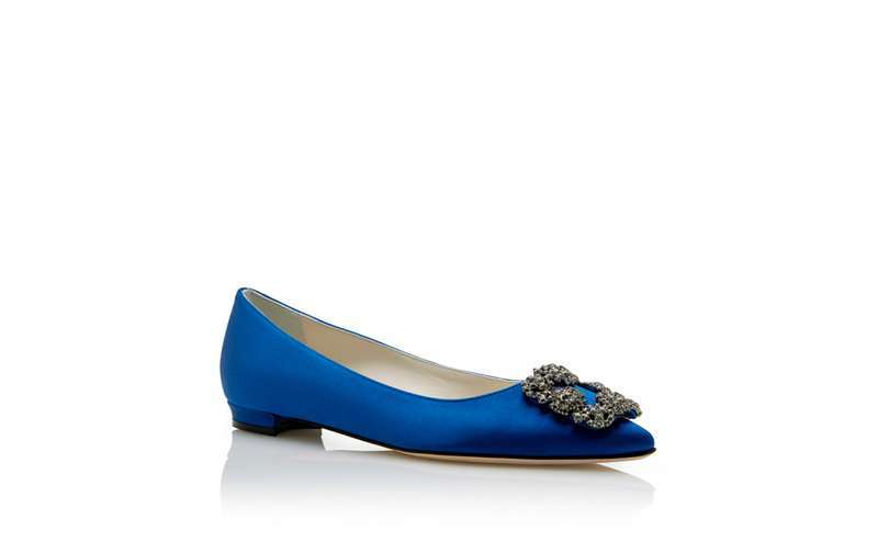 Ballerine da sposa blu Manolo Blahnik