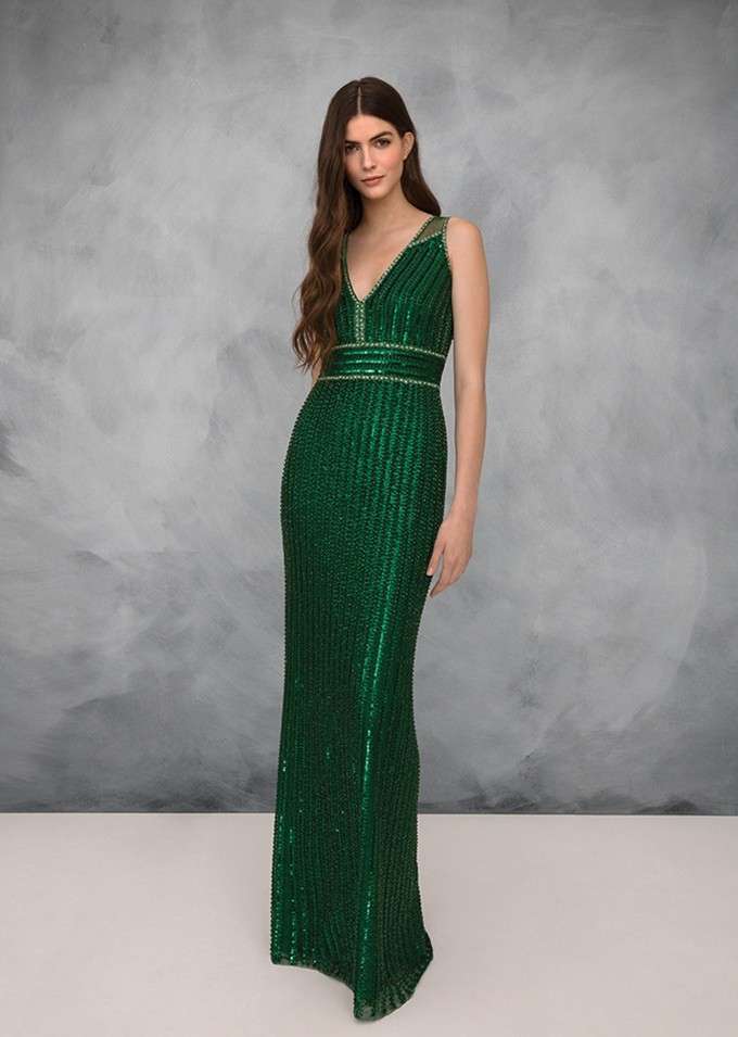 Abito da sera verde Jenny Packham