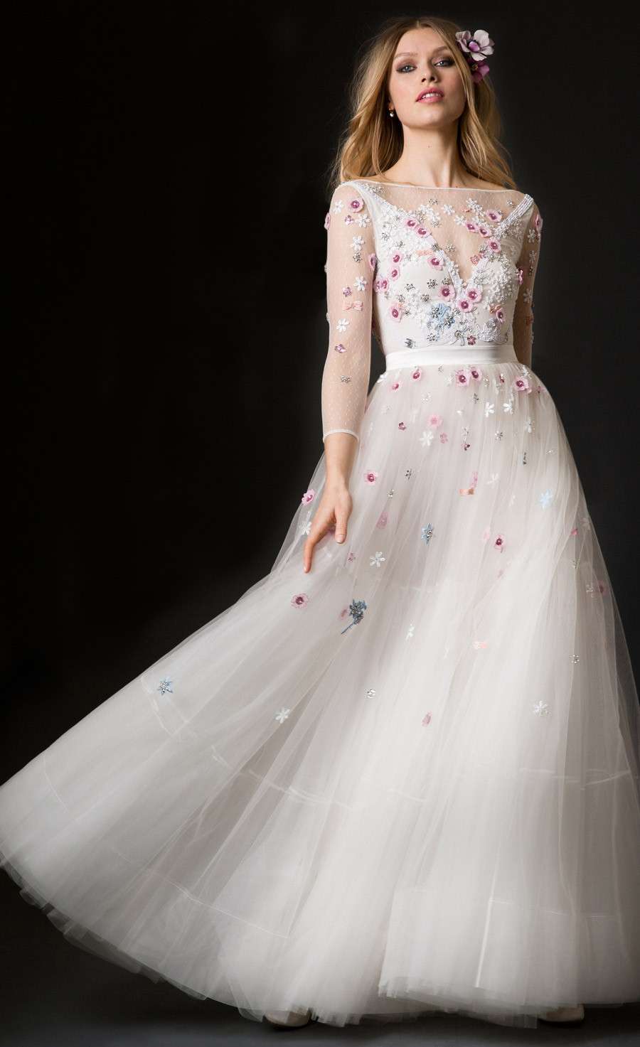 Abito da sposa a fiori in tulle Temperley London