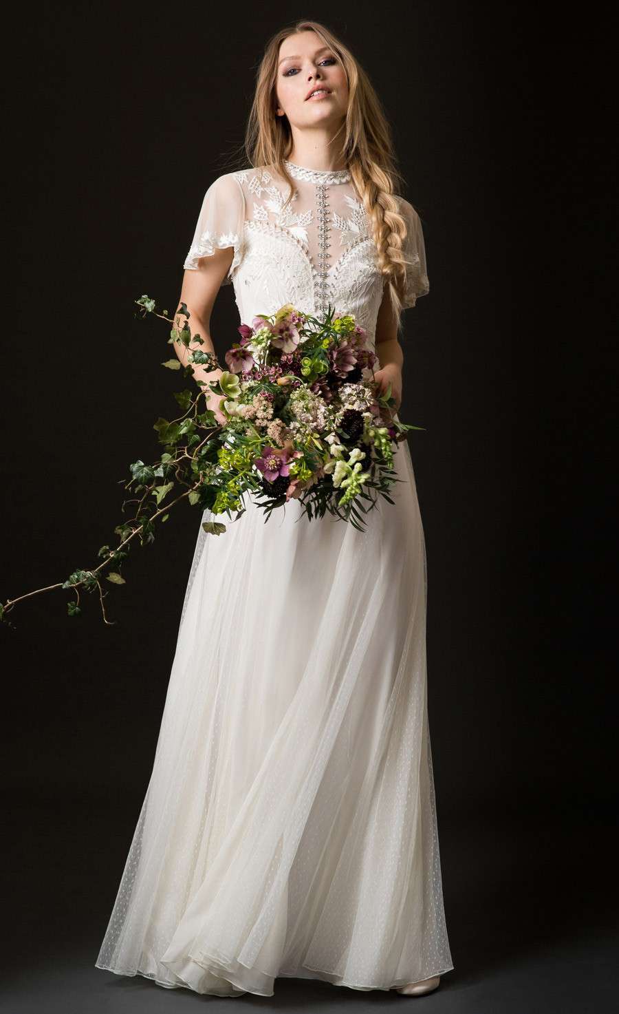 Abito da sposa in chiffon e pizzo Temperley London