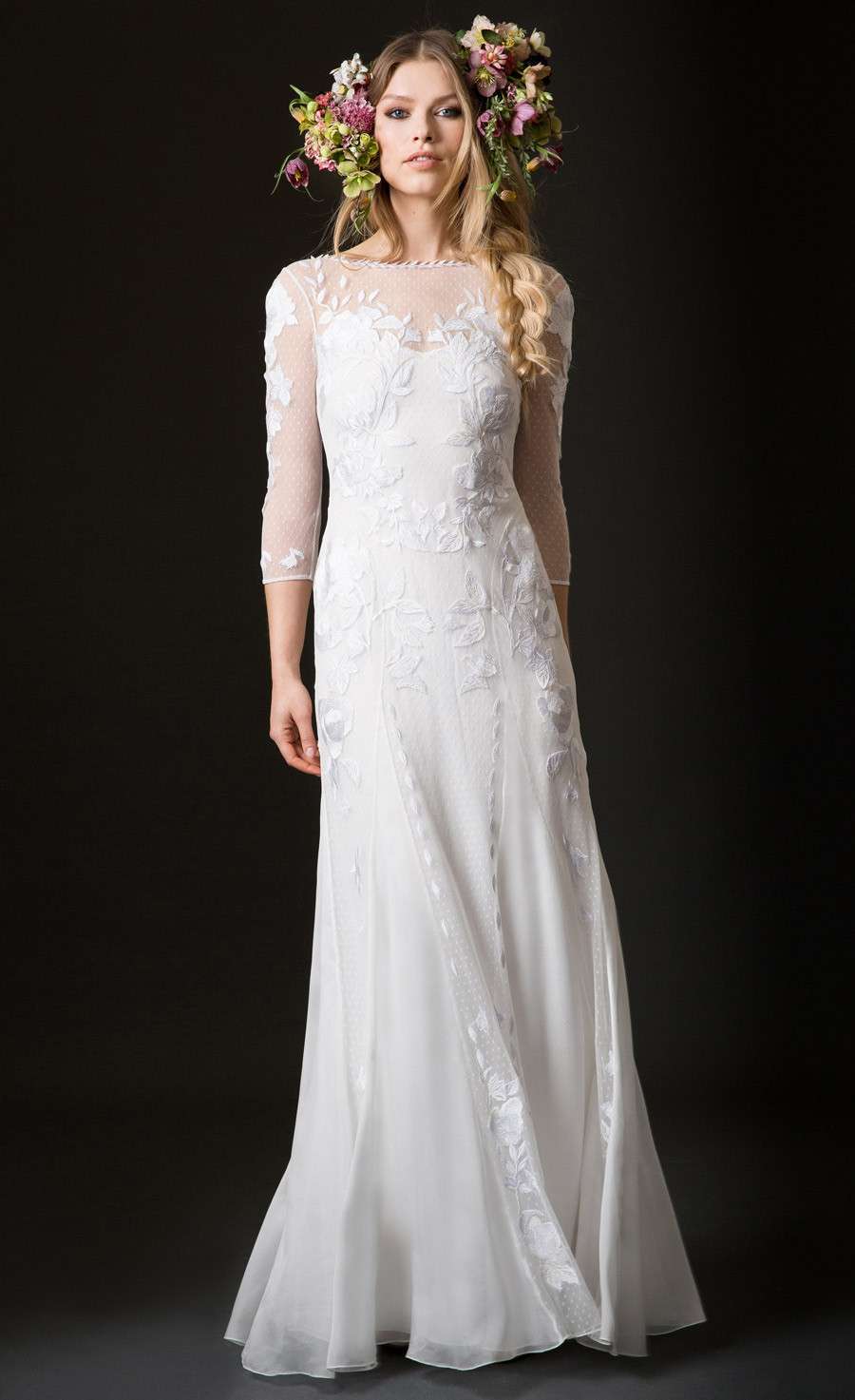 Abito da sposa scivolato in chiffon e tulle Temperley London