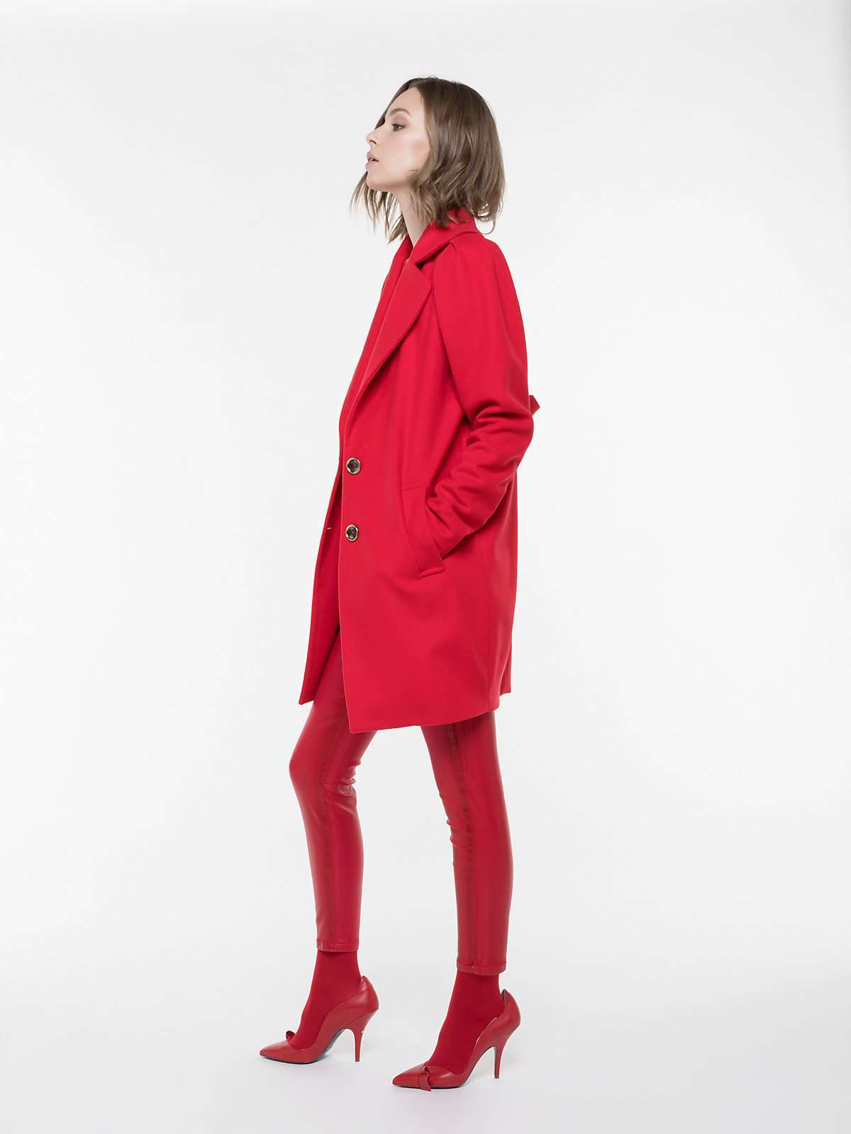 Cappotto rosso in lana e cashmere Patrizia Pepe a 548 euro