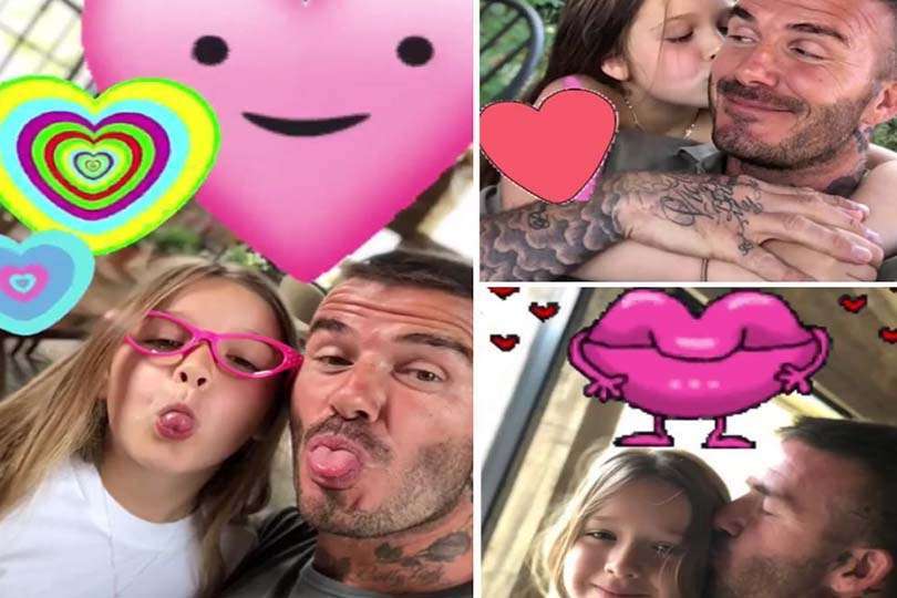 Collage di famiglia per papà Beckham e figlia