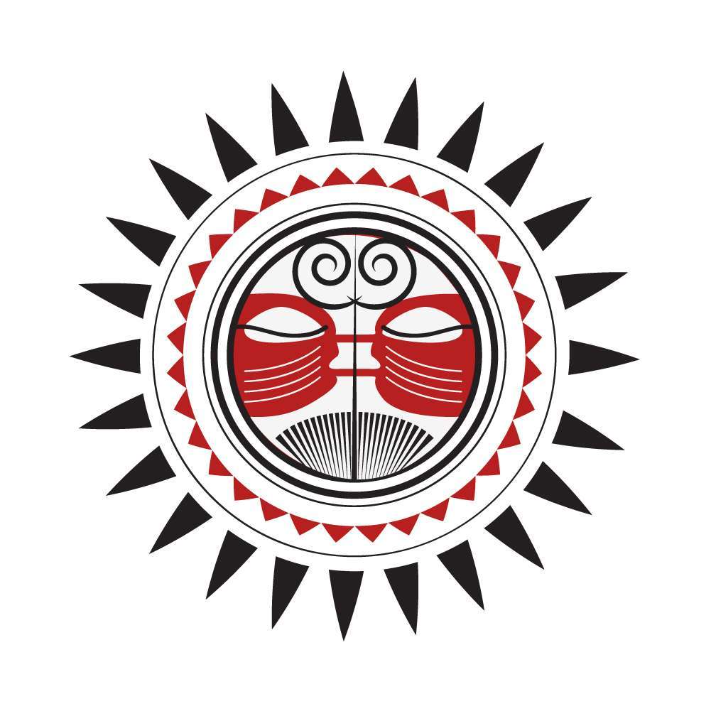 Sole maori in bianco nero e rosso
