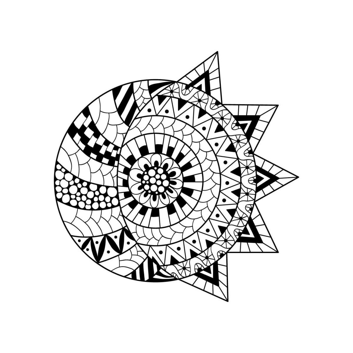 Tatuaggio maori sole e luna con elementi in ombra