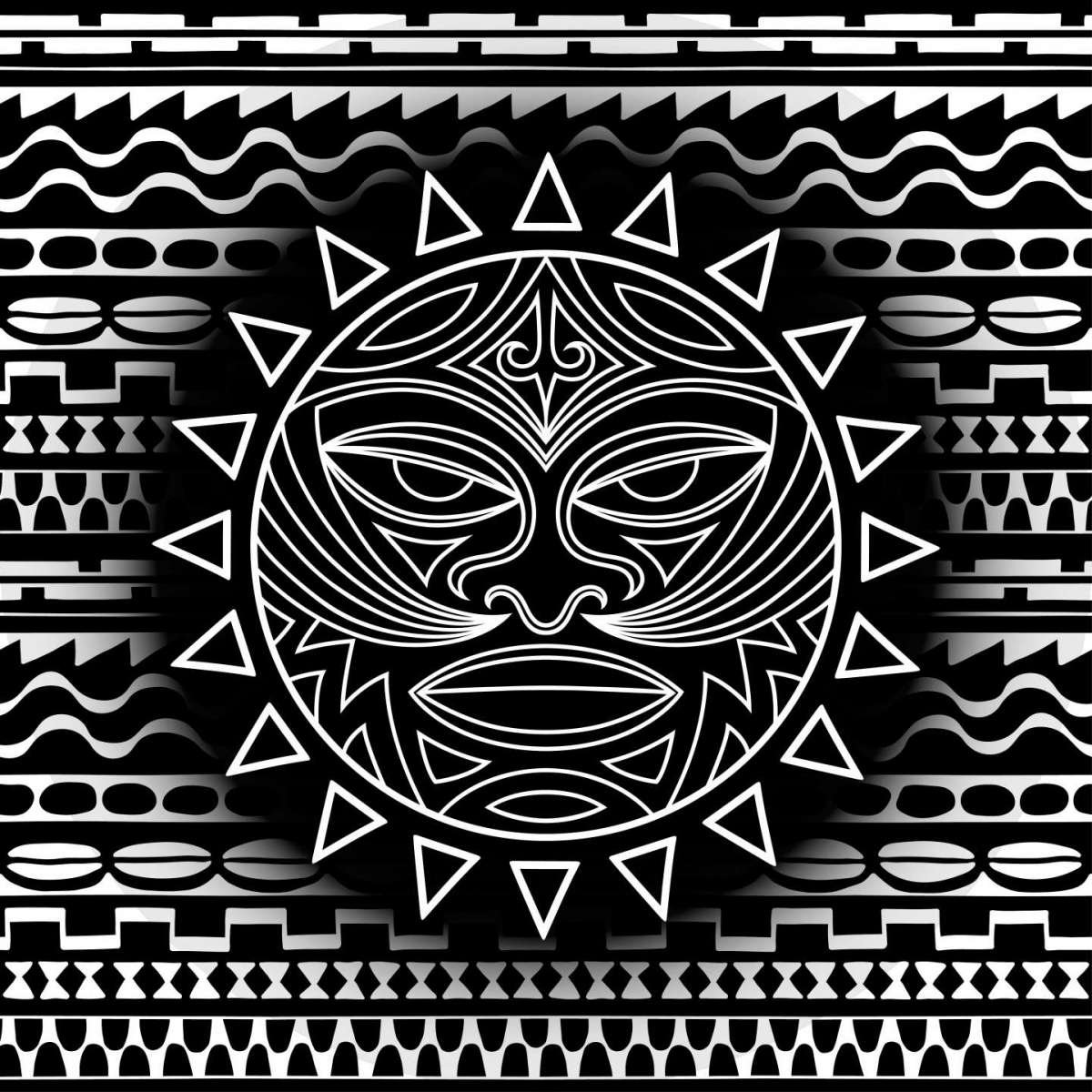 Tatuaggio sole maori nero