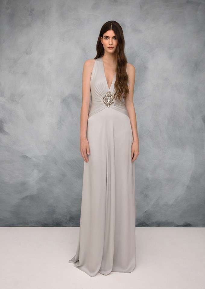 Vestito da cerimonia grigio chiaro Jenny Packham