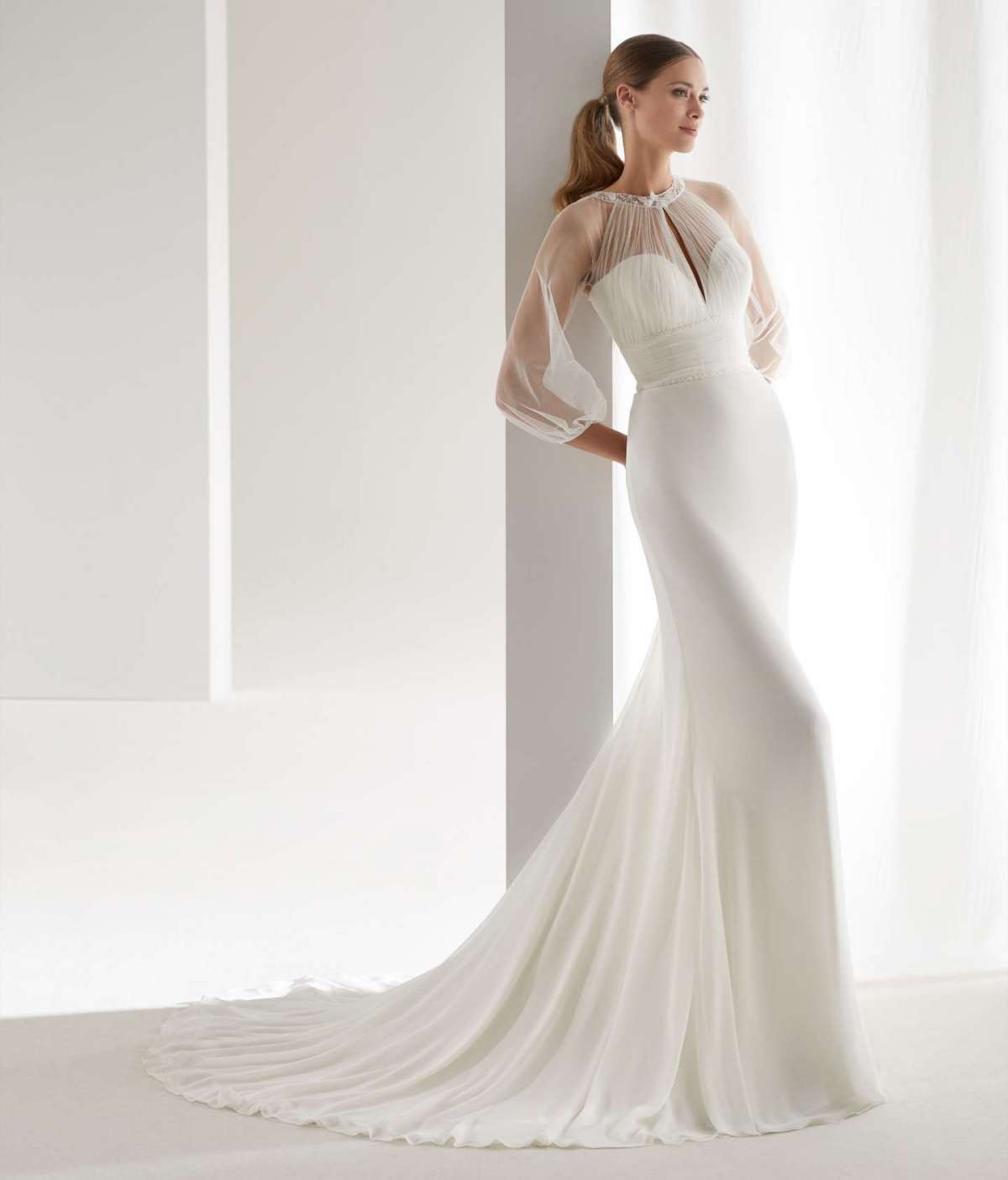 Vestito da sposa in chiffon e tulle Aurora