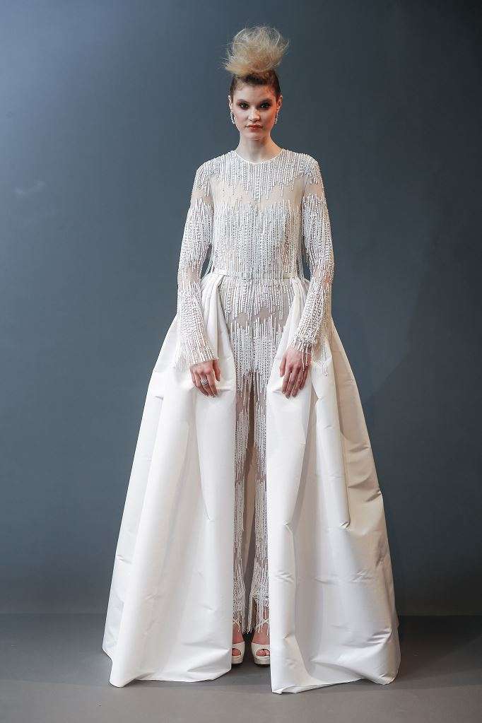 Abito da sposa a maniche lunghe in taffeté Naeem Khan