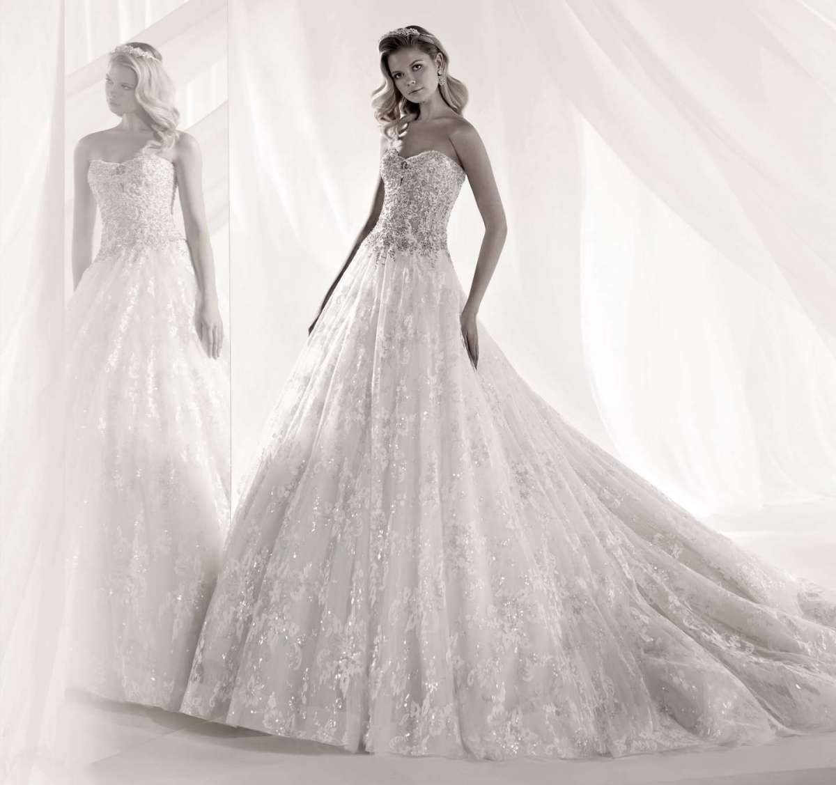 Abito da sposa da principessa in tulle e pizzo Nicole Luxury