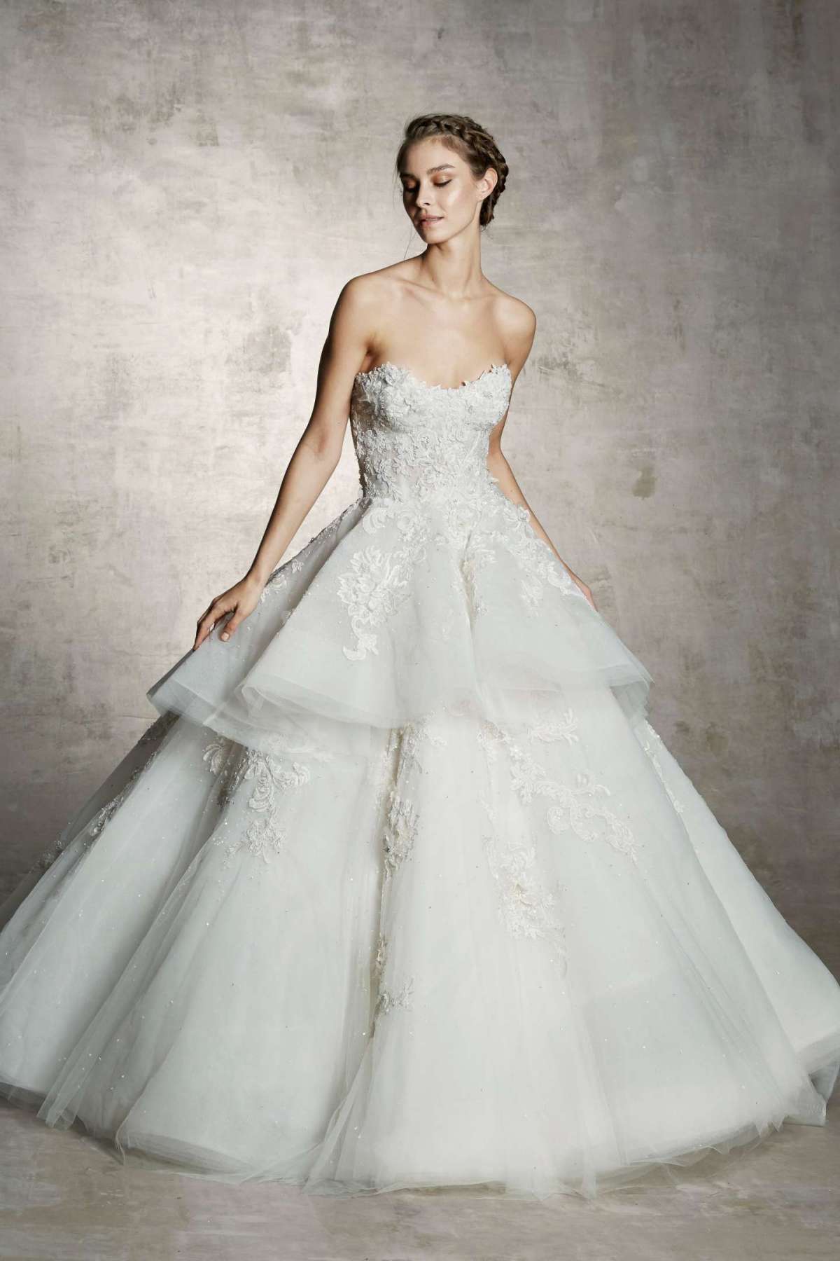 Abito da sposa in tulle e pizzo Marchesa