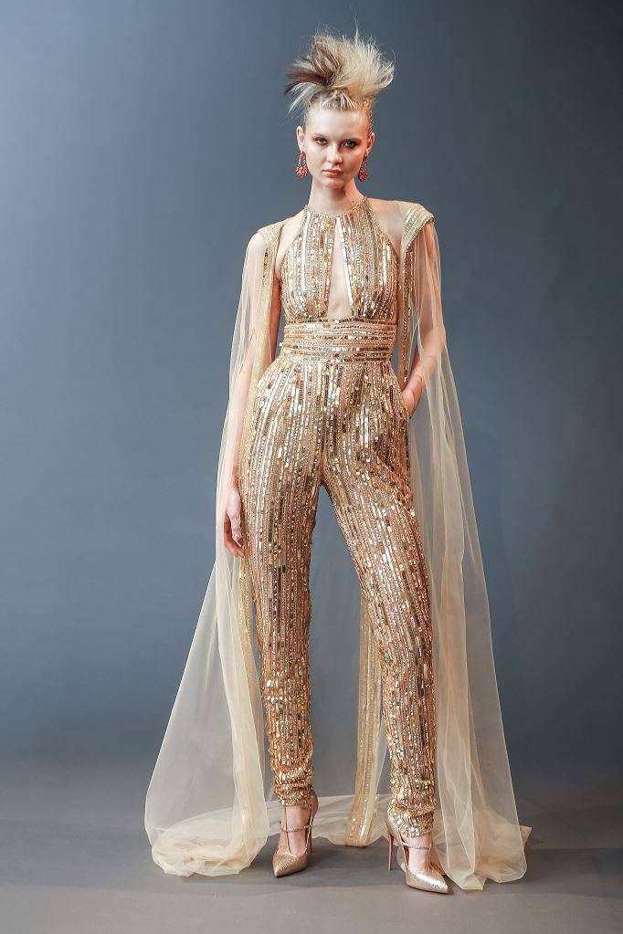 Abito da sposa oro con pantaloni Naeem Khan