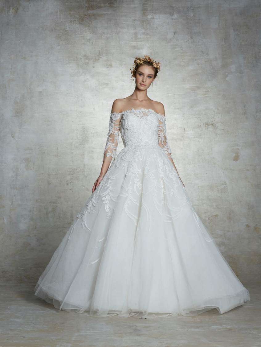 Vestito da sposa da principessa in pizzo Marchesa