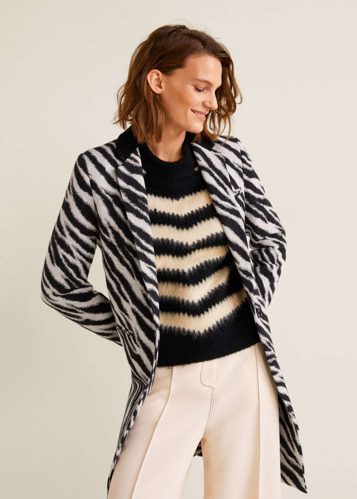 Cappotto animalier zebrato Mango