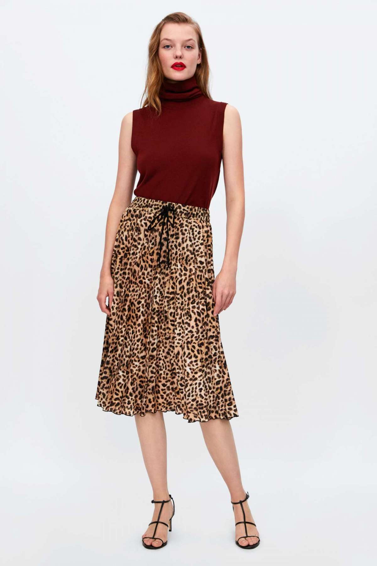 Gonna midi animalier Zara