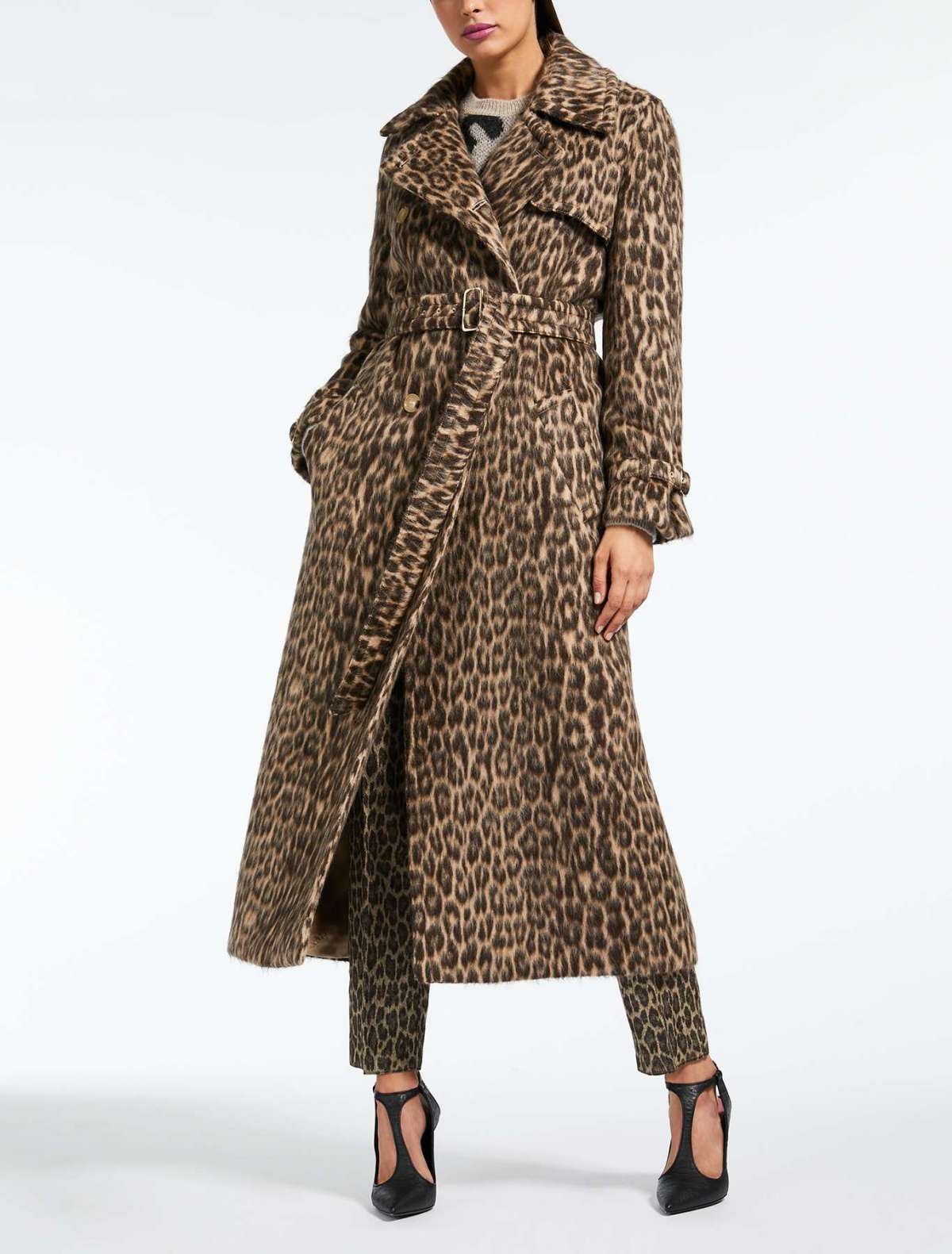 Trench lungo animalier Max Mara in lana e alpaca a 1600 euro