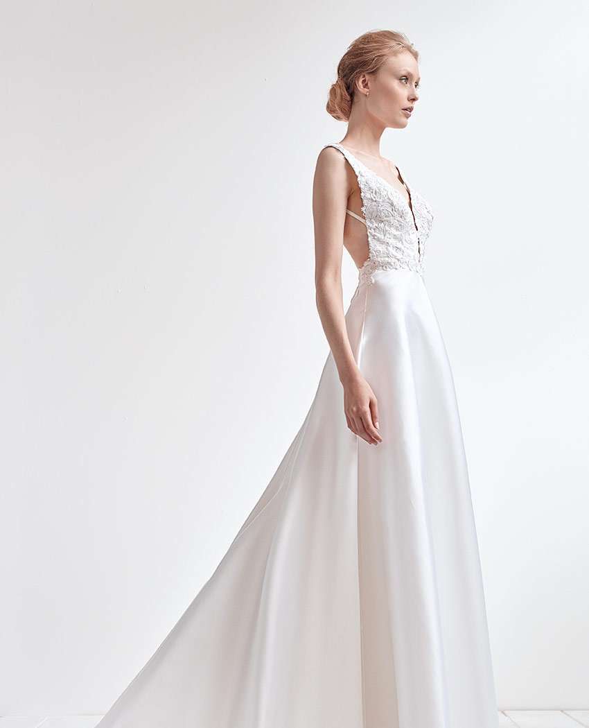 Vestito da sposa a trapezio in seta Giuseppe Papini