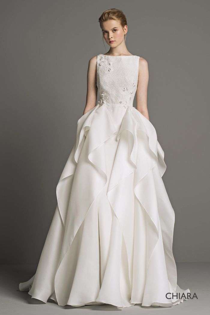 Vestito da sposa gioiello con gonna a balze Peter Langner