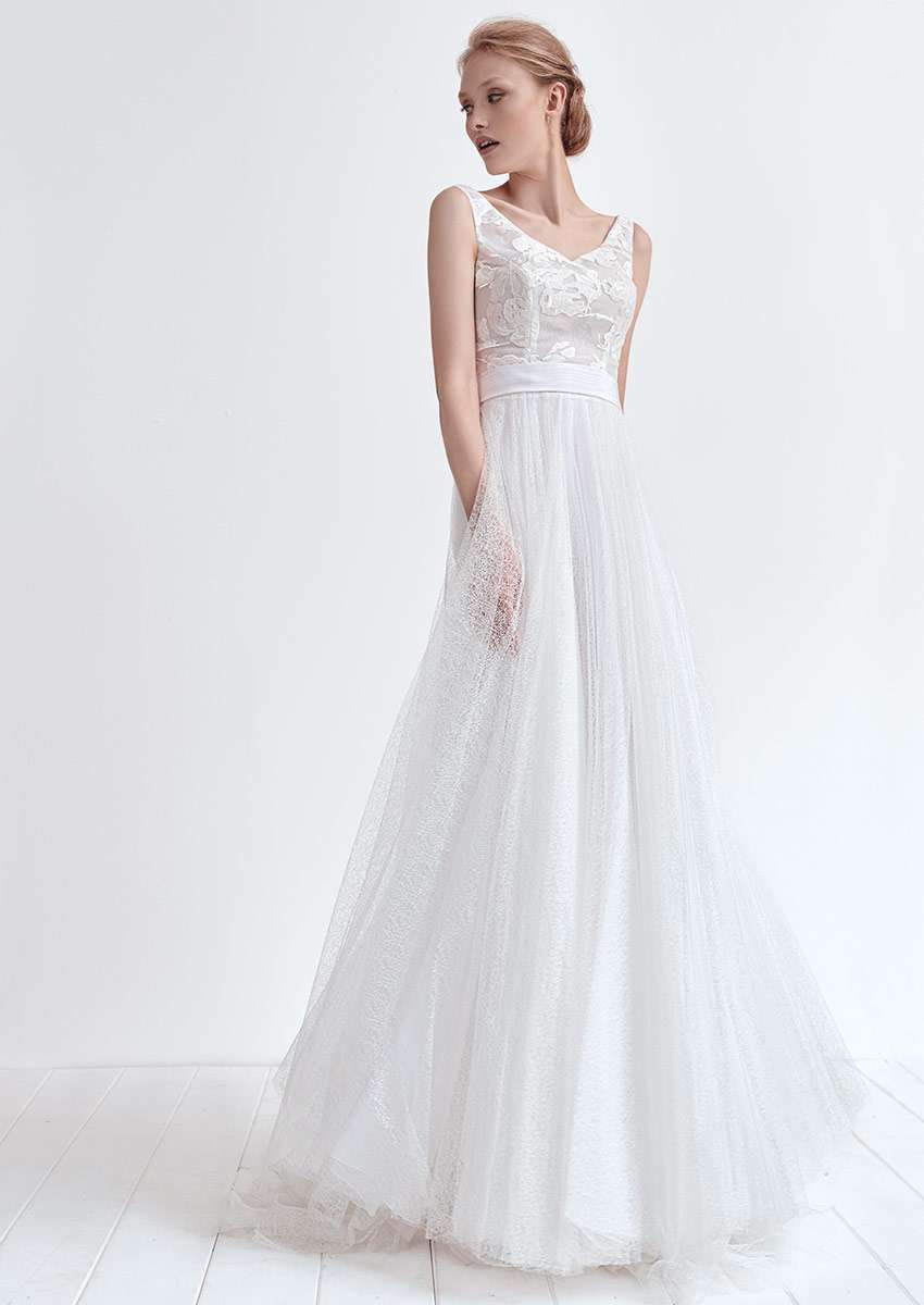 Vestito da sposa in tulle plissé Giuseppe Papini