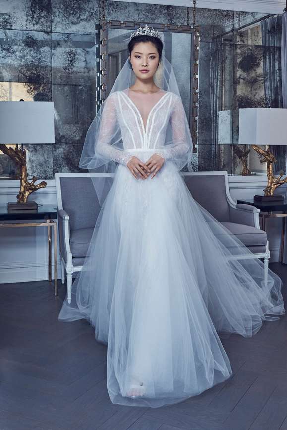 Abito da sposa in tulle a maniche lunghe Romona Keveza