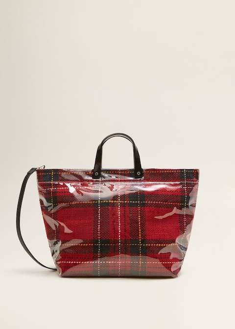 Borsa a spalla tartan Mango