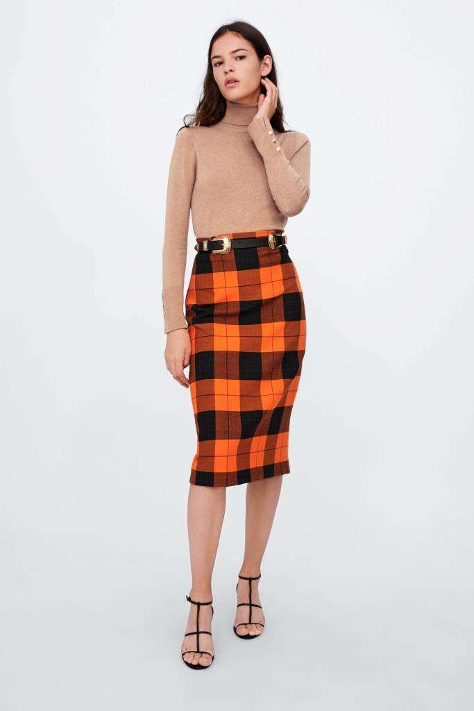 Gonna tartan a tubino Zara