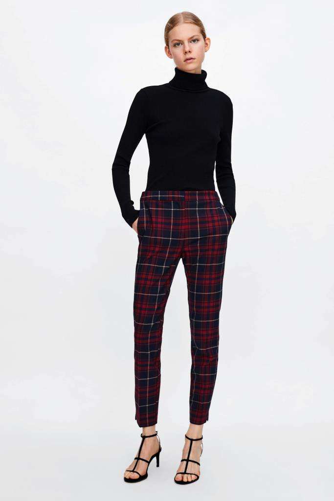 Pantaloni a sigaretta tartan Zara